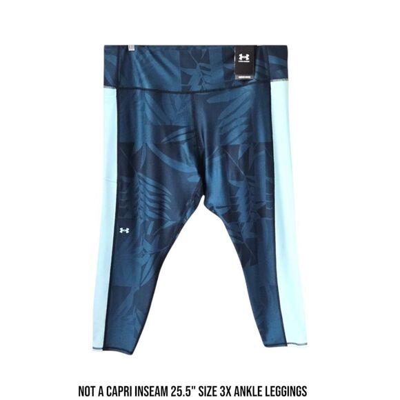 UNDER ARMOUR PLUS Multi- Color leaf Print High Rise Compression Ankle Leggings - Picture 2 of 16